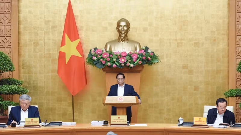 Thủ tướng Phạm Minh Chính chủ trì phiên họp Chính phủ thường kỳ tháng 3 và quý I/2025 trực tuyến với các địa phương. (Ảnh: TRẦN HẢI)