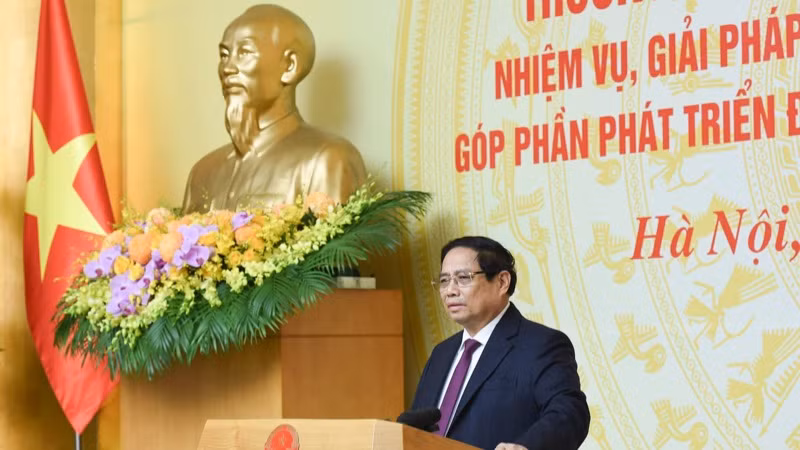Thủ tướng Phạm Minh Chính phát biểu ý kiến tại Hội nghị. (Ảnh: TRẦN HẢI) Thủ tướng Phạm Minh Chính phát biểu ý kiến tại Hội nghị. (Ảnh: TRẦN HẢI)