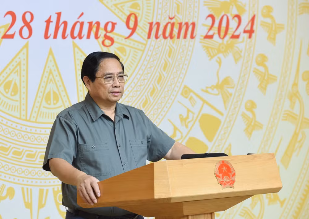 Thủ tướng Phạm Minh Chính phát biểu ý kiến tại Hội nghị. (Ảnh: TRẦN HẢI) Thủ tướng Phạm Minh Chính phát biểu ý kiến tại Hội nghị. (Ảnh: TRẦN HẢI)