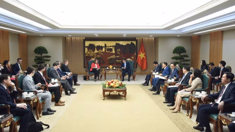 Quang cảnh buổi tiếp. (Ảnh: TRẦN HẢI)