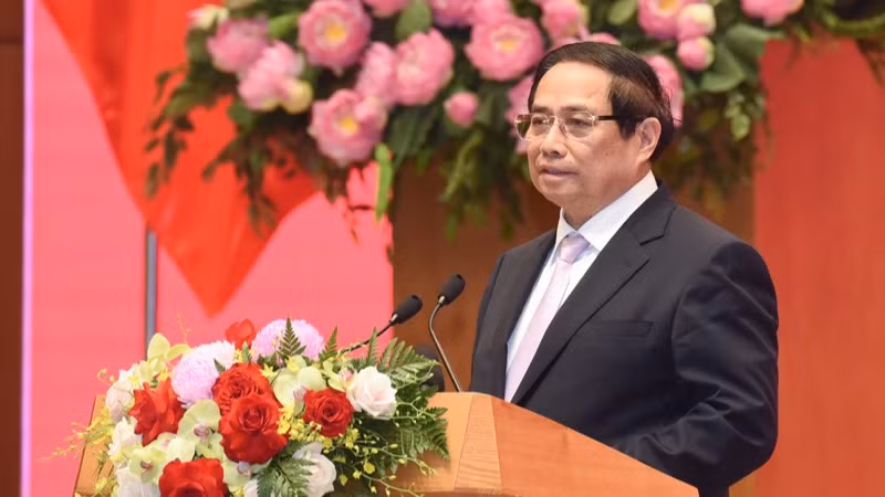 Thủ tướng Phạm Minh Chính phát biểu tại buổi lễ. (Ảnh: TRẦN HẢI)