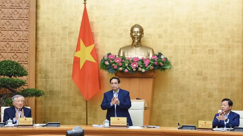 Thủ tướng Phạm Minh Chính chủ trì phiên họp Chính phủ thường kỳ tháng 2. (Ảnh: TRẦN HẢI)