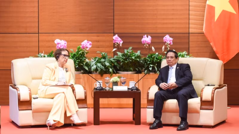 Thủ tướng Chính phủ Phạm Minh Chính tiếp bà Rebeca Grynspan, Tổng Thư ký Cơ quan Liên hợp quốc về Thương mại và Phát triển. (Ảnh: TRẦN HẢI)