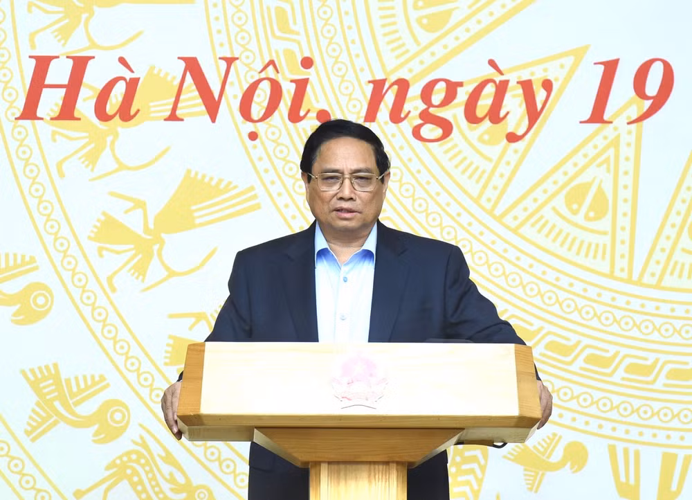 Thủ tướng Phạm Minh Chính phát biểu ý kiến tại Hội nghị Thường trực Chính phủ về chuyển đổi số. (Ảnh: TRẦN HẢI)