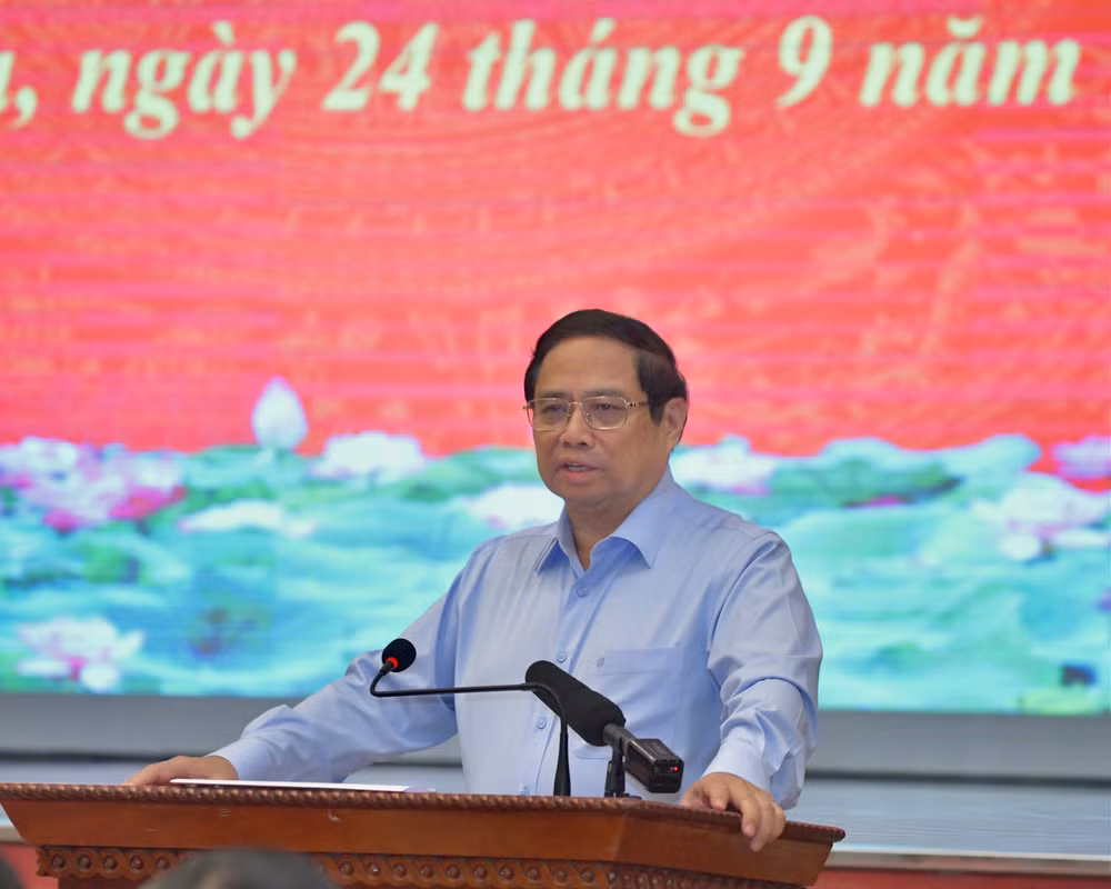 Thủ tướng Phạm Minh Chính phát biểu ý kiến tại buổi làm việc. (Ảnh: Thanh Giang)