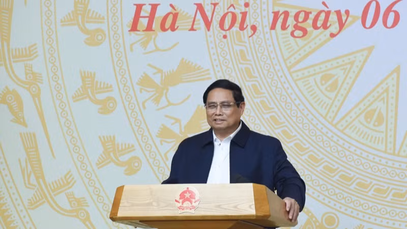 Thủ tướng Phạm Minh Chính phát biểu ý kiến tại buổi gặp mặt. (Ảnh: TRẦN HẢI)