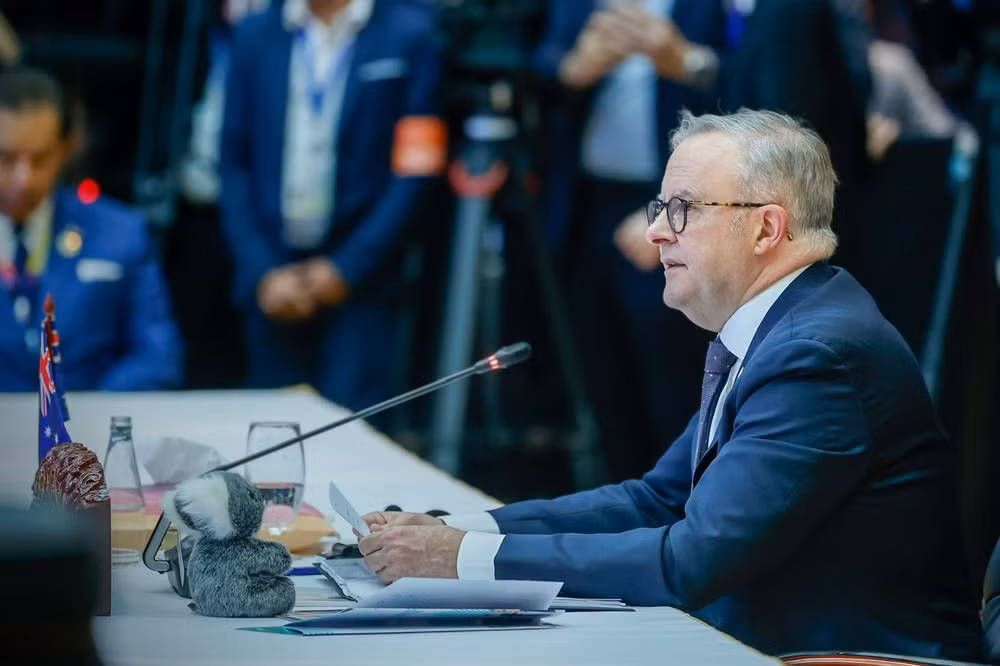 Thủ tướng Australia Anthony Albanese phát biểu ý kiến tại Hội nghị (Ảnh: Nhật Bắc/VGP).