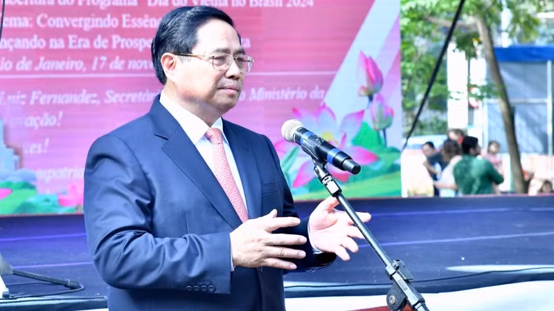 Thủ tướng Phạm Minh Chính phát biểu ý kiến tại sự kiện. (Ảnh: Thanh Giang) Thủ tướng Phạm Minh Chính phát biểu ý kiến tại sự kiện. (Ảnh: Thanh Giang)