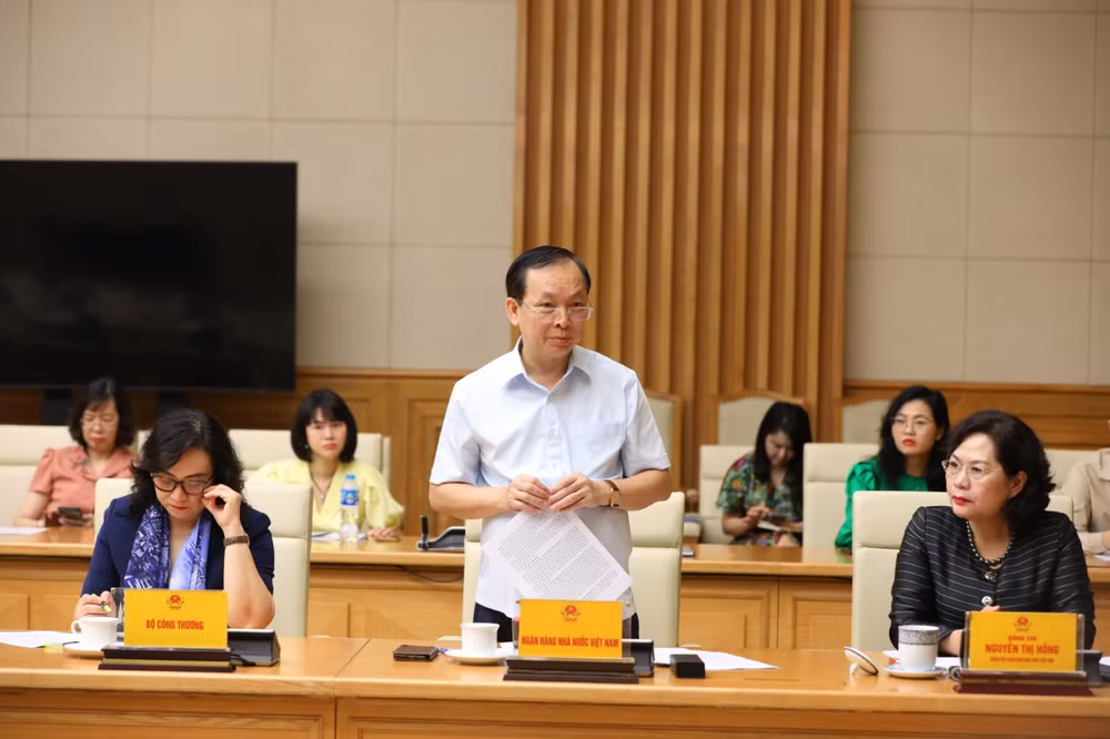 Phó Thống đốc Ngân hàng Nhà nước Việt Nam Đào Minh Tú phát biểu tại hội nghị.