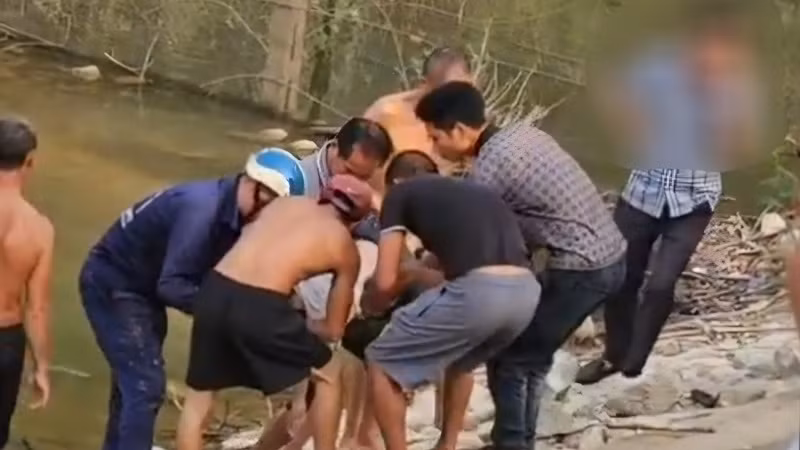 Khu vực đập Khe Dứa, nơi xảy ra vụ đuối nước.