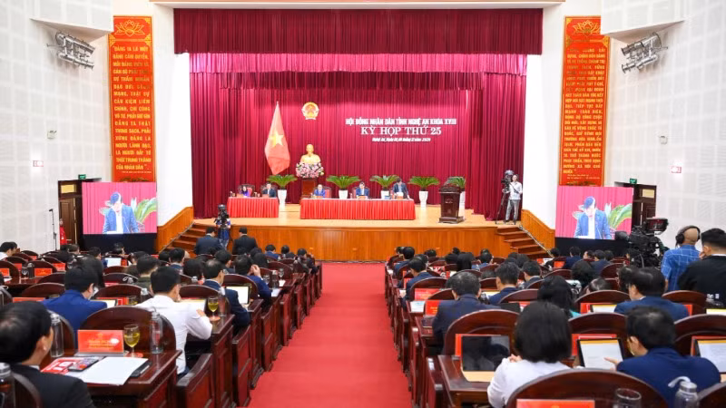 Quang cảnh kỳ họp thứ 25, Hội đồng nhân dân tỉnh Nghệ An khóa 18.