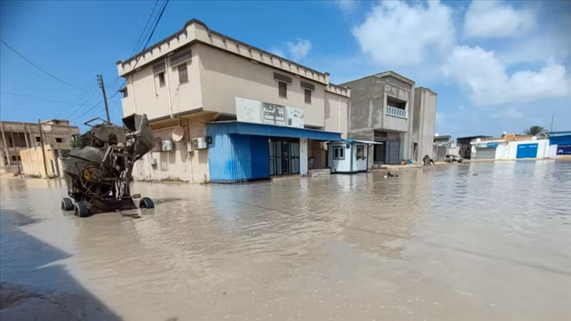 Mưa lớn gây lũ lụt ở Libya. (Ảnh: aa.com.tr)