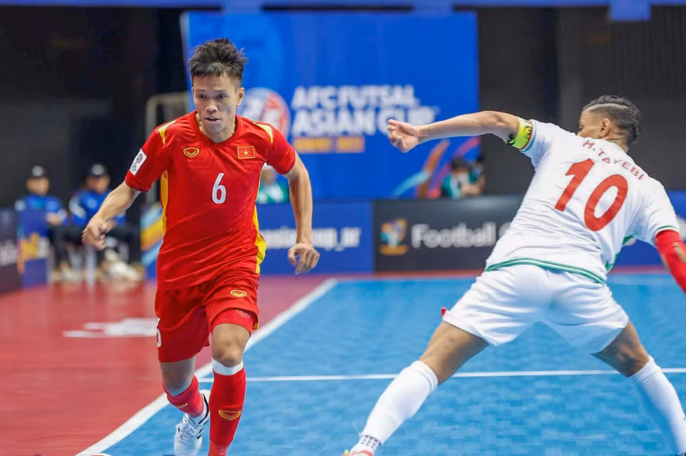 Phạm Đức Hòa ghi bàn thắng duy nhất cho đội tuyển futsal Việt Nam ở phút 38. (Ảnh: VFF)