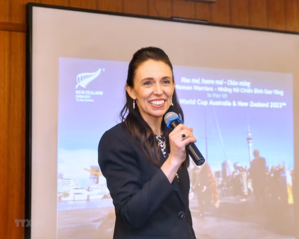 Thủ tướng New Zealand Jacinda Ardern phát biểu.