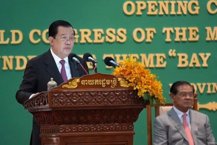 Thủ tướng Campuchia phát biểu tại Đại hội (Ảnh: Fresh News)