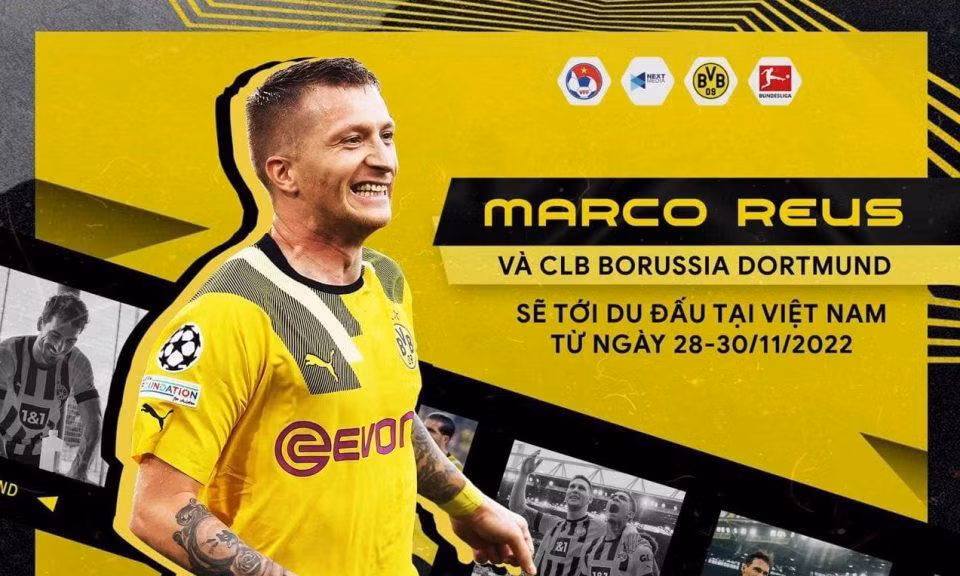 Marco Reus sang Việt Nam du đấu cùng CLB Borussia Dortmund 