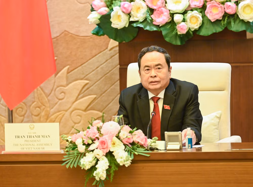 Chủ tịch Quốc hội Trần Thanh Mẫn phát biểu tại buổi tiếp. (Ảnh Duy Linh) Chủ tịch Quốc hội Trần Thanh Mẫn phát biểu tại buổi tiếp. (Ảnh Duy Linh)
