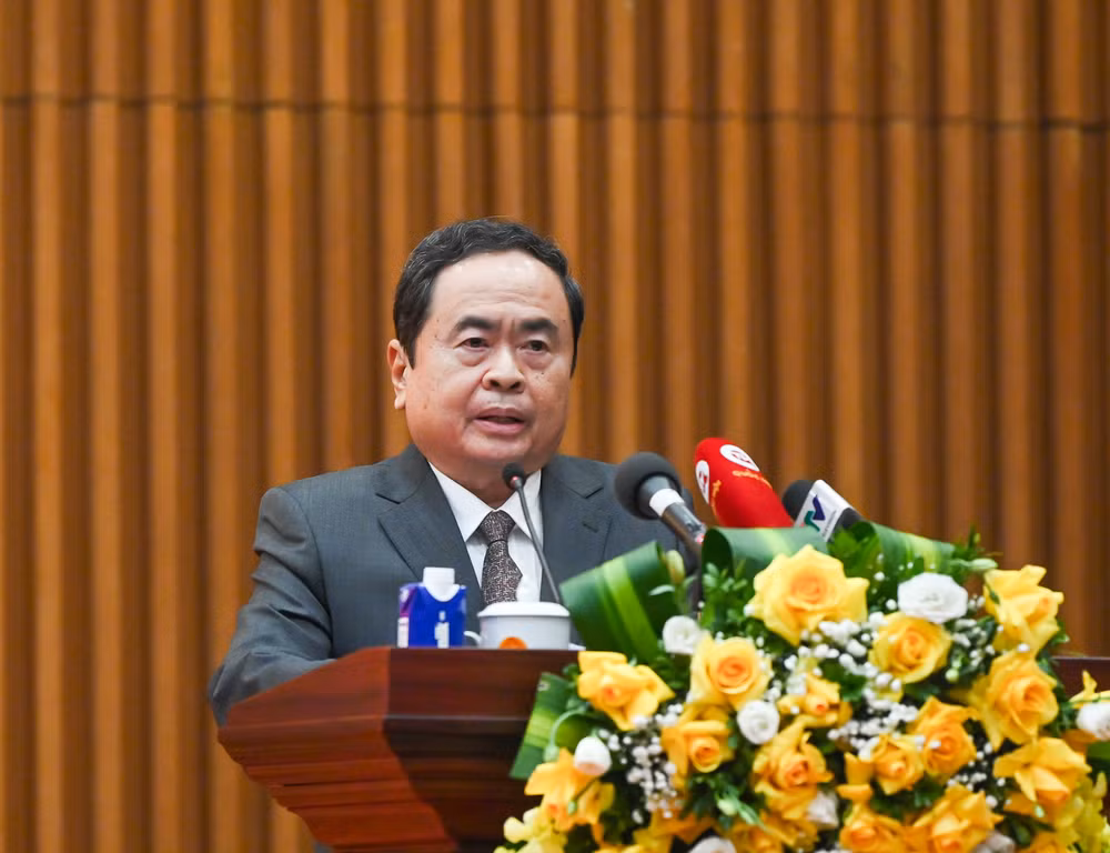 Chủ tịch Quốc hội Trần Thanh Mẫn phát biểu chỉ đạo tại hội nghị. (Ảnh: Duy Linh)