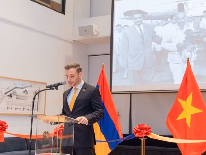 Ông Gregory Ohannessian, tân Lãnh sự danh dự Cộng hòa Armenia tại Thành phố Hồ Chí Minh phát biểu.
