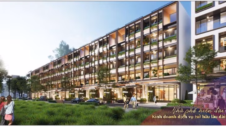 Mô hình thiết kế công trình xây dựng khu nhà ở liên kế 34 căn kết hợp thương mại và quảng trường công viên ánh sáng nhịp điệu sống (gia đoạn 1) của dự án với tổng đầu tư hơn 132 tỷ đồng. (Ảnh: NGUYỄN TRUNG)