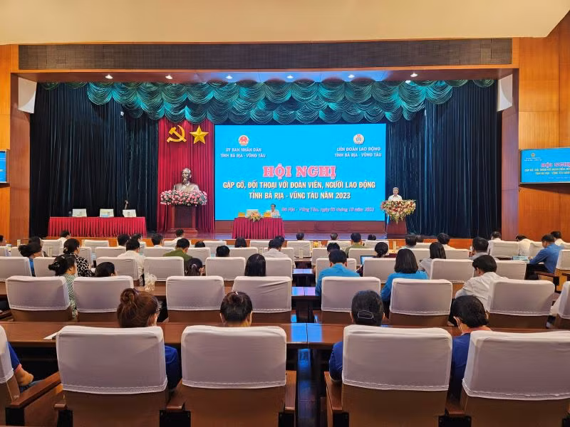 Hội nghị gặp gỡ, đối thoại với đoàn viên, người lao động tỉnh Bà Rịa-Vũng Tàu năm 2023.