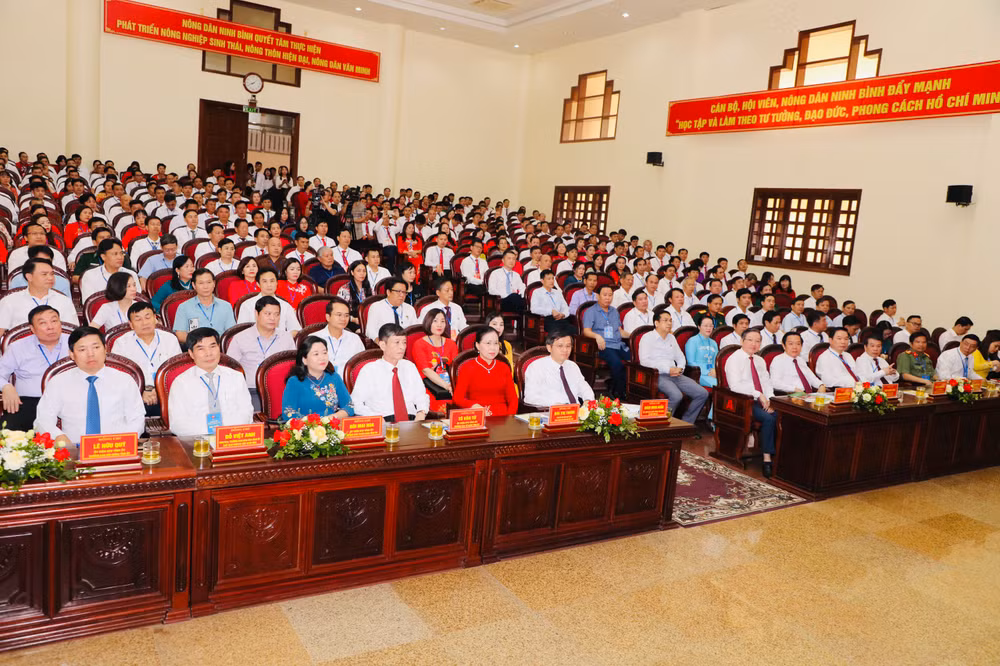 Các đại biểu tham dự Đại hội đại biểu Hội Nông dân tỉnh Ninh Bình lần thứ VII, nhiệm kỳ 2023-2028. (Ảnh: Đức Lam)