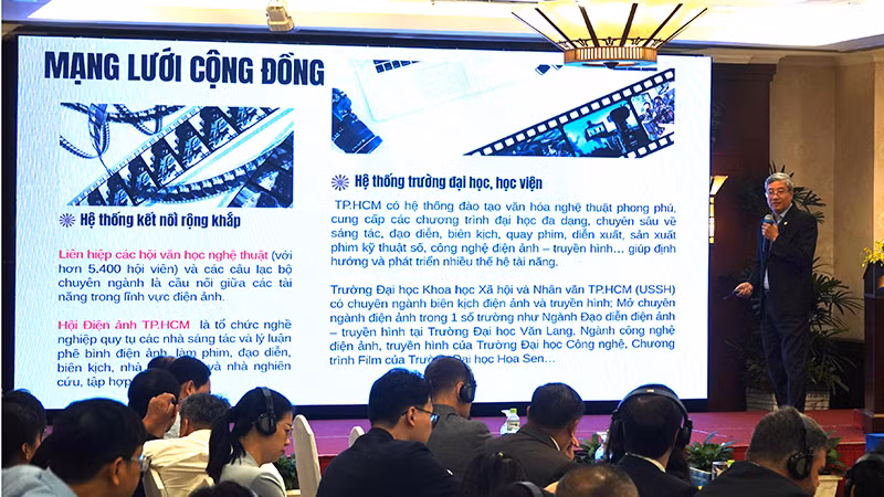 Phó Viện trưởng Viện Nghiên cứu phát triển Thành phố Hồ Chí Minh Phạm Bình An báo cáo nội dung tại tọa đàm. Phó Viện trưởng Viện Nghiên cứu phát triển Thành phố Hồ Chí Minh Phạm Bình An báo cáo nội dung tại tọa đàm.