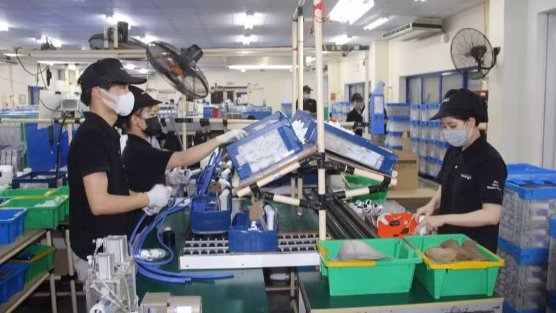 Hoạt động sản xuất tại công ty TNHH Takagi Việt Nam, khu công nghiệp Thăng Long II, tỉnh Hưng Yên.
