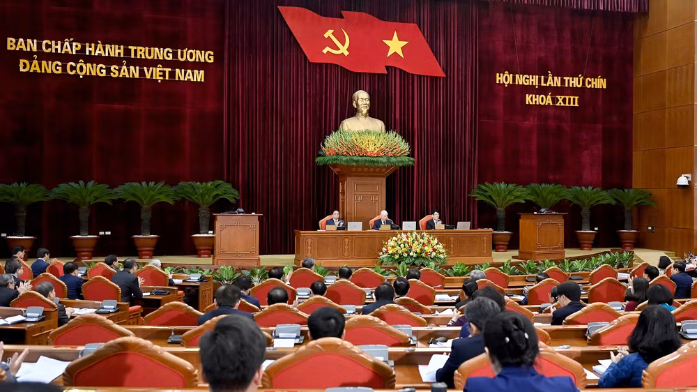 Quang cảnh Phiên khai mạc Hội nghị Trung ương lần thứ chín, khóa XIII. (Ảnh: ĐĂNG KHOA)
