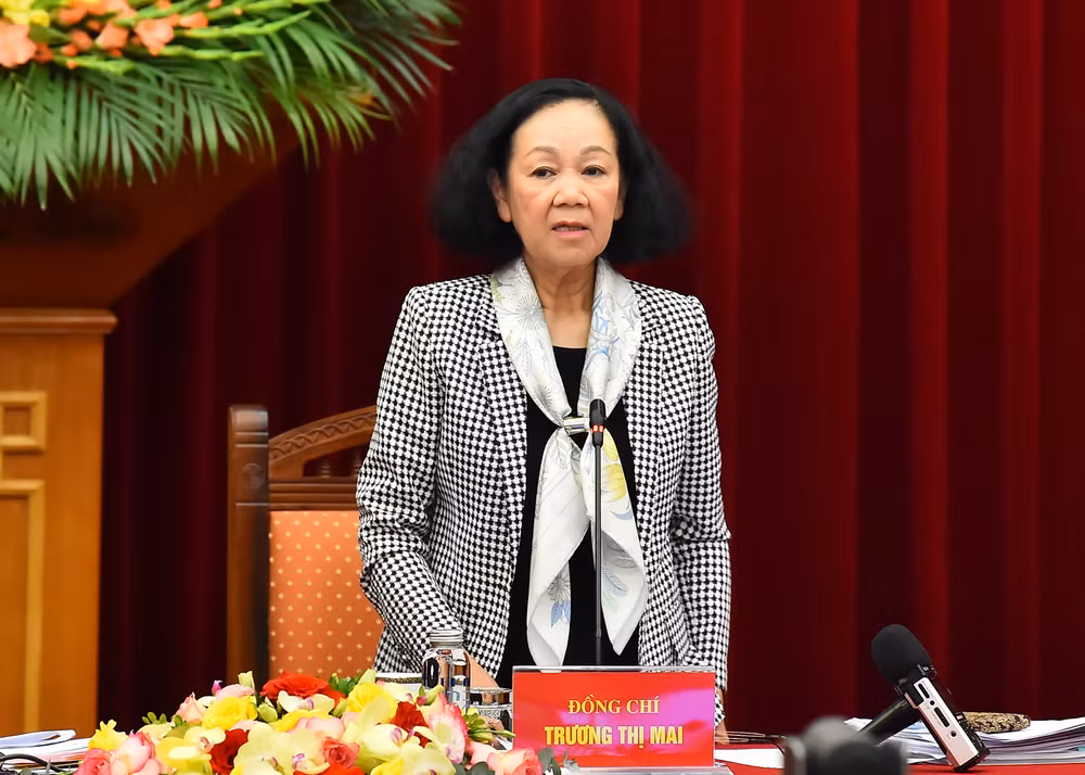 Đồng chí Trương Thị Mai phát biểu tại hội nghị. (Ảnh: Thủy Nguyên) Đồng chí Trương Thị Mai phát biểu tại hội nghị. (Ảnh: Thủy Nguyên)