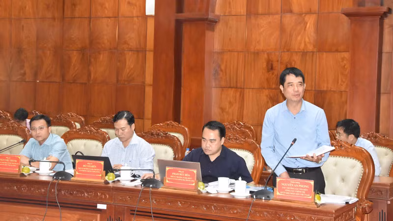 Thành viên Đoàn kiểm tra phát biểu tại buổi làm việc.