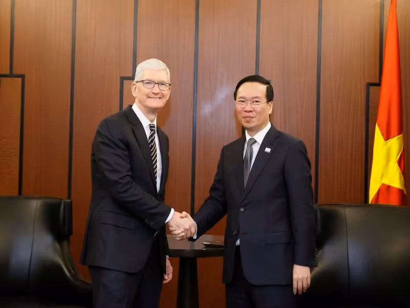 Chủ tịch nước Võ Văn Thưởng tiếp Giám đốc điều hành của Tập đoàn Apple Tim Cook.