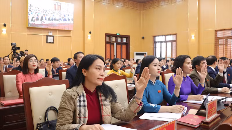 Các đại biểu tiến hành biểu quyết.