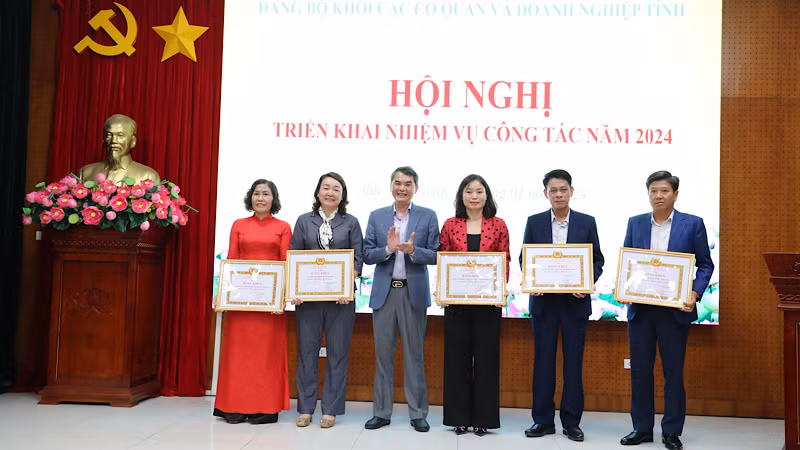 Các tổ chức cơ sở Đảng thuộc Đảng bộ Khối các Cơ quan và Doanh nghiệp có thành tích công tác xuất sắc 5 năm liên tục vinh dự nhận Bằng khen của Tỉnh ủy. 