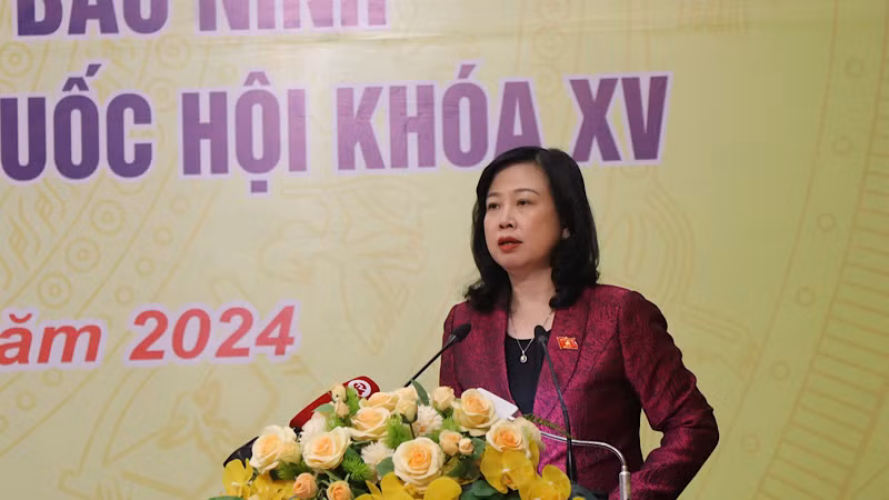 Bộ trưởng Y tế Đào Hồng Lan thay mặt Đoàn Đại biểu Quốc hội tỉnh Bắc Ninh tiếp thu ý kiến.
