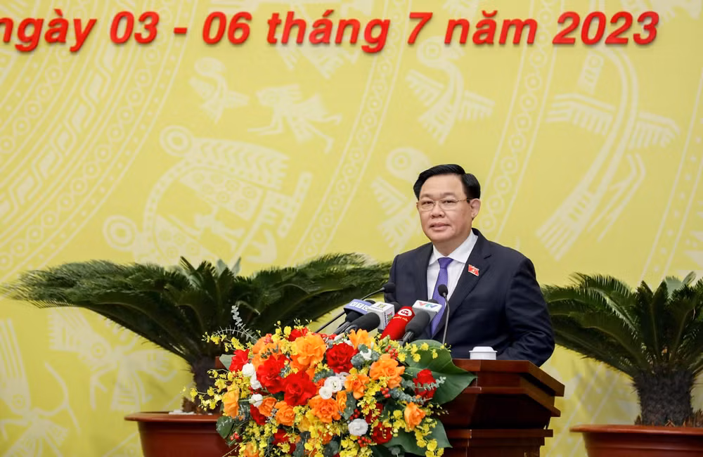 Chủ tịch Quốc hội Vương Đình Huệ phát biểu chỉ đạo tại phiên họp. (Ảnh: Duy Linh) Chủ tịch Quốc hội Vương Đình Huệ phát biểu chỉ đạo tại phiên họp. (Ảnh: Duy Linh)