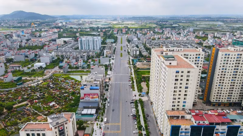 Một góc thành phố Bắc Ninh nhìn từ trên cao.
