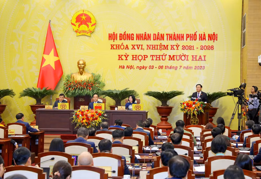 Quang cảnh phiên khai mạc Kỳ họp thứ 12, Hội đồng nhân dân thành phố Hà Nội khóa 16. (Ảnh: Duy Linh) Quang cảnh phiên khai mạc Kỳ họp thứ 12, Hội đồng nhân dân thành phố Hà Nội khóa 16. (Ảnh: Duy Linh)