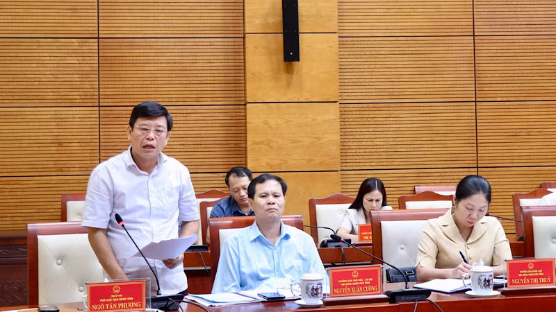 Đồng chí Ngô Tân Phượng, Phó Chủ tịch Ủy ban nhân dân tỉnh Bắc Ninh phát biểu.