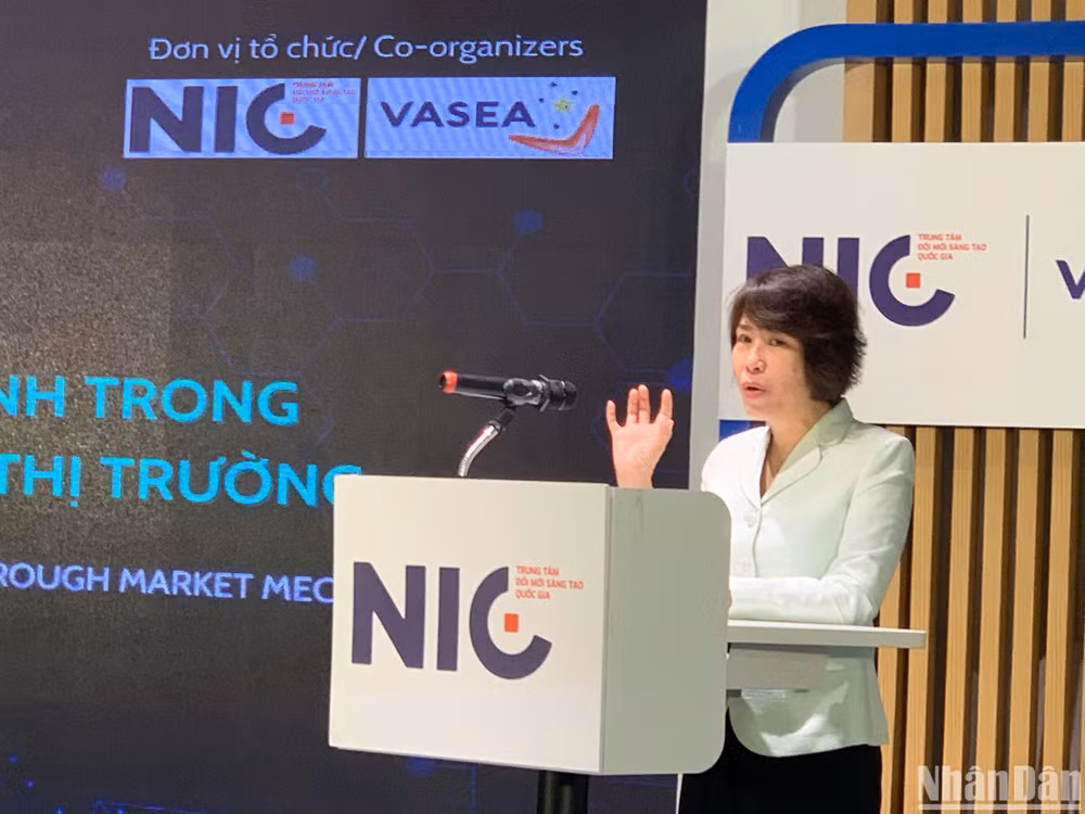 Bà Nguyễn Thị Bích Ngọc, Thứ trưởng Kế hoạch và Đầu tư phát biểu tại hội thảo.
