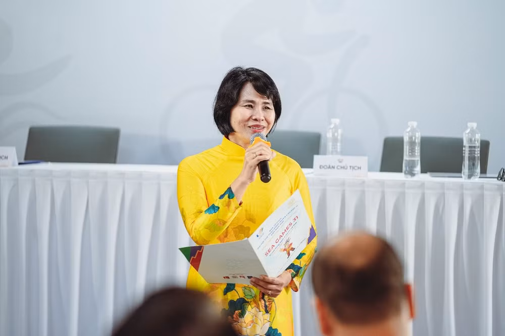 Bà Lê Thị Hoàng Yến, Phó Cục trưởng Cục Thể dục Thể thao phát biểu chỉ đạo tại Đại hội.