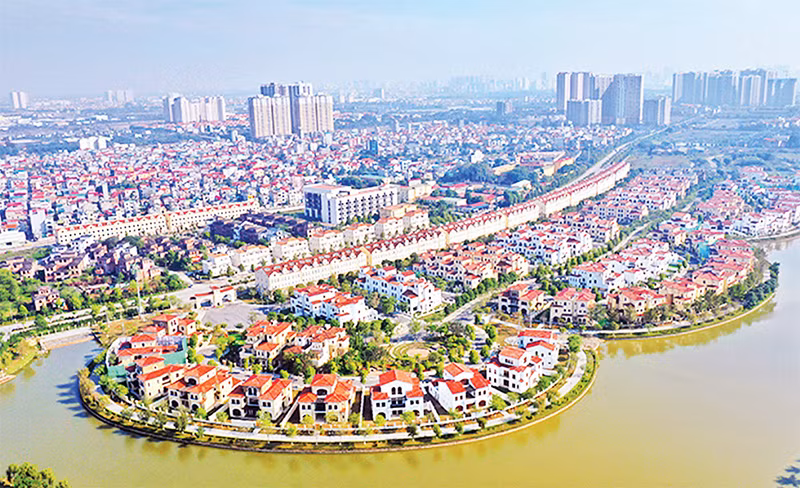 Một góc khu đô thị mới trên địa bàn huyện Hoài Đức. (Ảnh MINH THƯ)