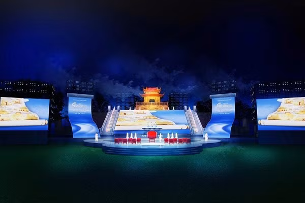 Phối cảnh sân khấu chương trình khai mạc Festival Thăng Long-Hà Nội 2026. (Ảnh: BAN TỔ CHỨC)