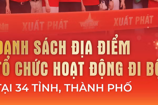 Danh sách địa điểm tổ chức hoạt động đi bộ đồng loạt ngày 30/8 tại 34 tỉnh, thành phố