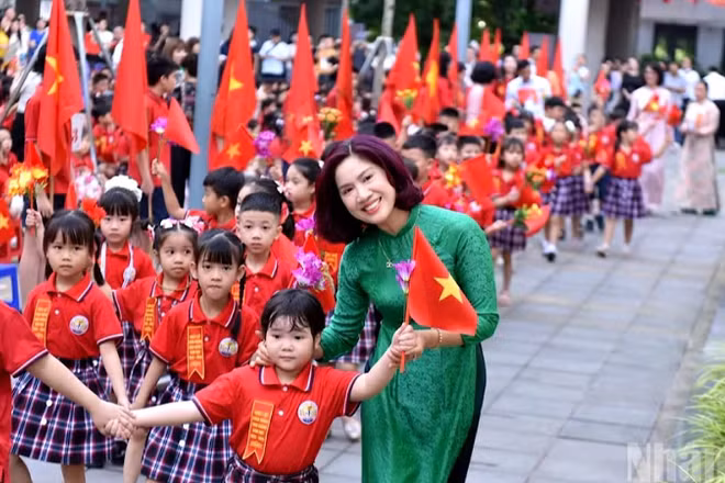 Học sinh Trường tiểu học Kim Đồng, phường Giảng Võ, Hà Nội. (Ảnh nhandan.vn)