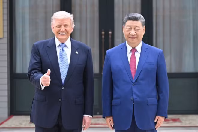 Tổng Bí thư, Chủ tịch Trung Quốc Tập Cận Bình và Tổng thống Mỹ Donald Trump. (Ảnh: Tân Hoa xã)
