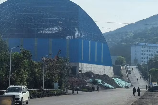 Khu vực xảy ra vụ nổ khí gas hầm lò khai thác than ở huyện Qinyuan, thành phố Trường Trị, tỉnh Sơn Tây, Trung Quốc. (Ảnh: CCTV)