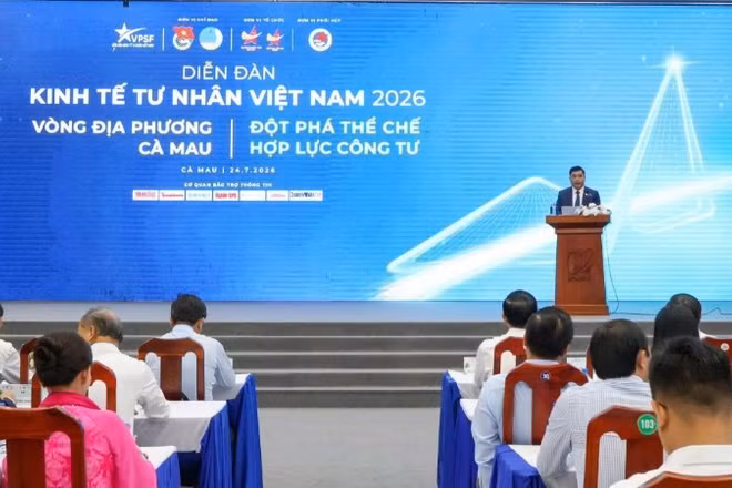 Toàn cảnh phiên đối thoại tại Cà Mau. (Ảnh: Trung ương Hội Doanh nhân trẻ Việt Nam cung cấp)