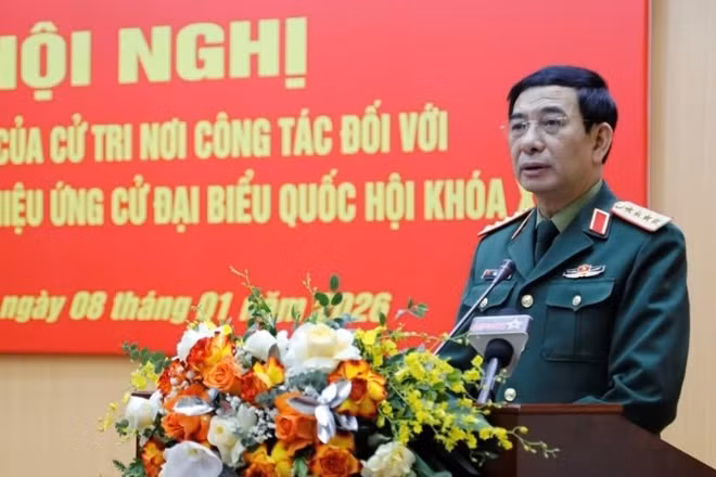 Đại tướng Phan Văn Giang phát biểu tại hội nghị.
