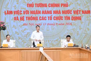 Thủ tướng Chính phủ Lê Minh Hưng chủ trì cuộc làm việc với Ngân hàng Nhà nước Việt Nam và hệ thống các tổ chức tín dụng. (Ảnh: Trần Hải)